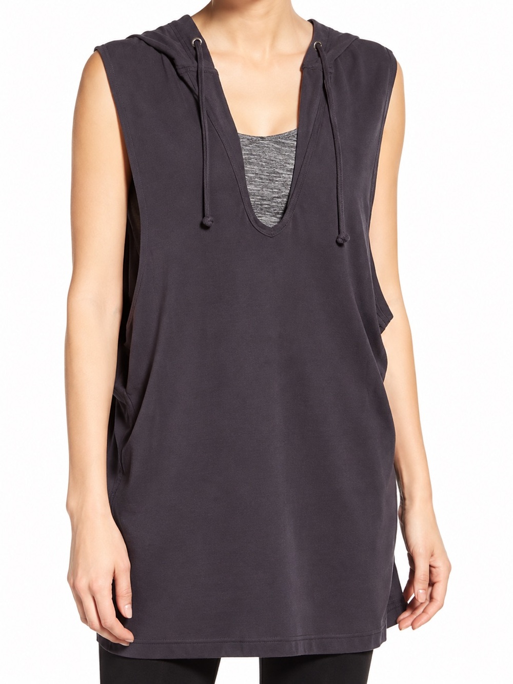 Free People Movement Sleeveless Hooded Tunic Top Gray Small